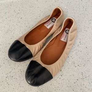 Lanvin Beige and Black Ballet Flats